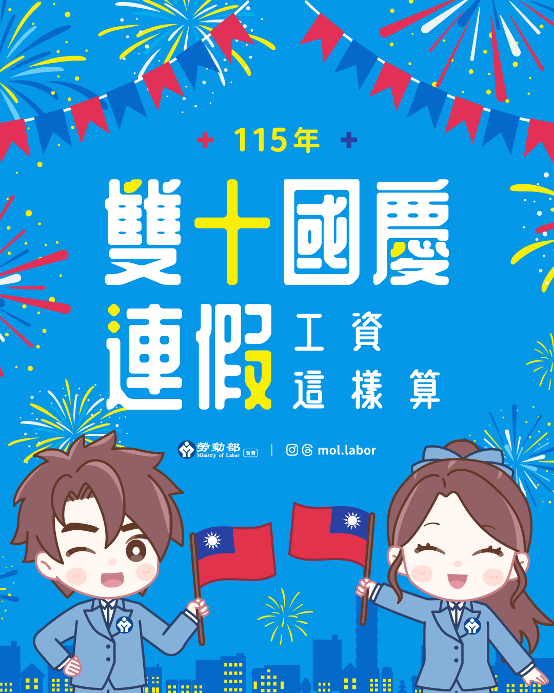 115年『國慶日』連假三日，雇主應依法給假，出勤應給加班費 展示圖