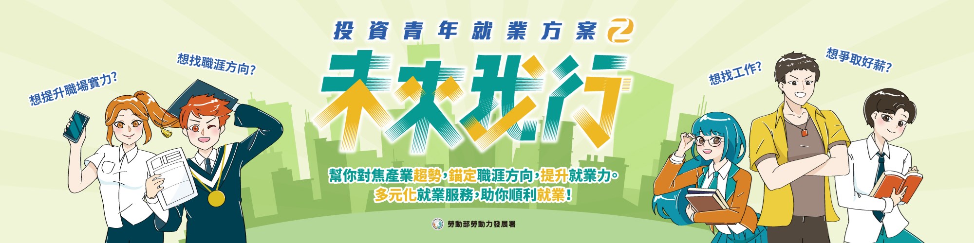 勞動部官網banner 投資青年就業方案第二期2000x500