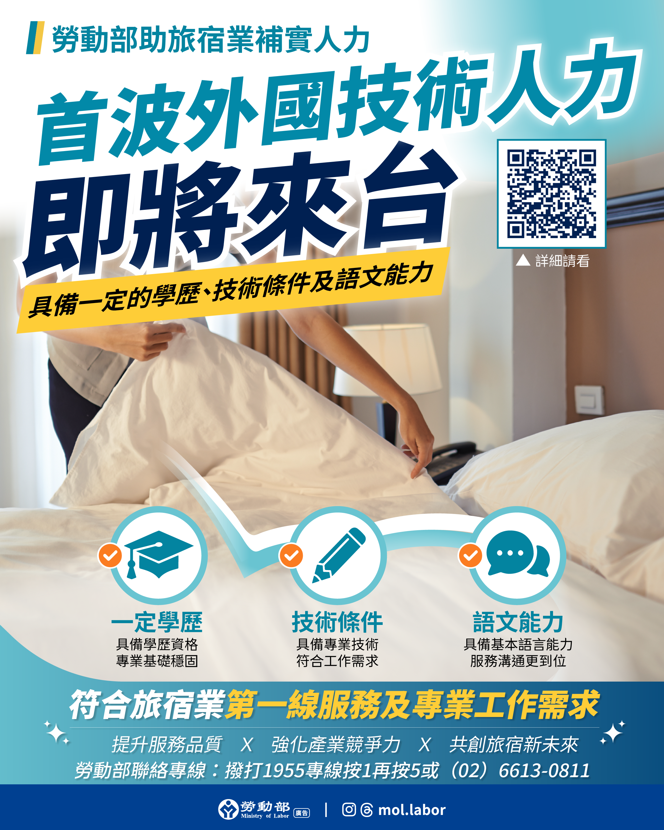勞動部助旅宿業補實人力 首波外國技術人力將抵晶華 展示圖