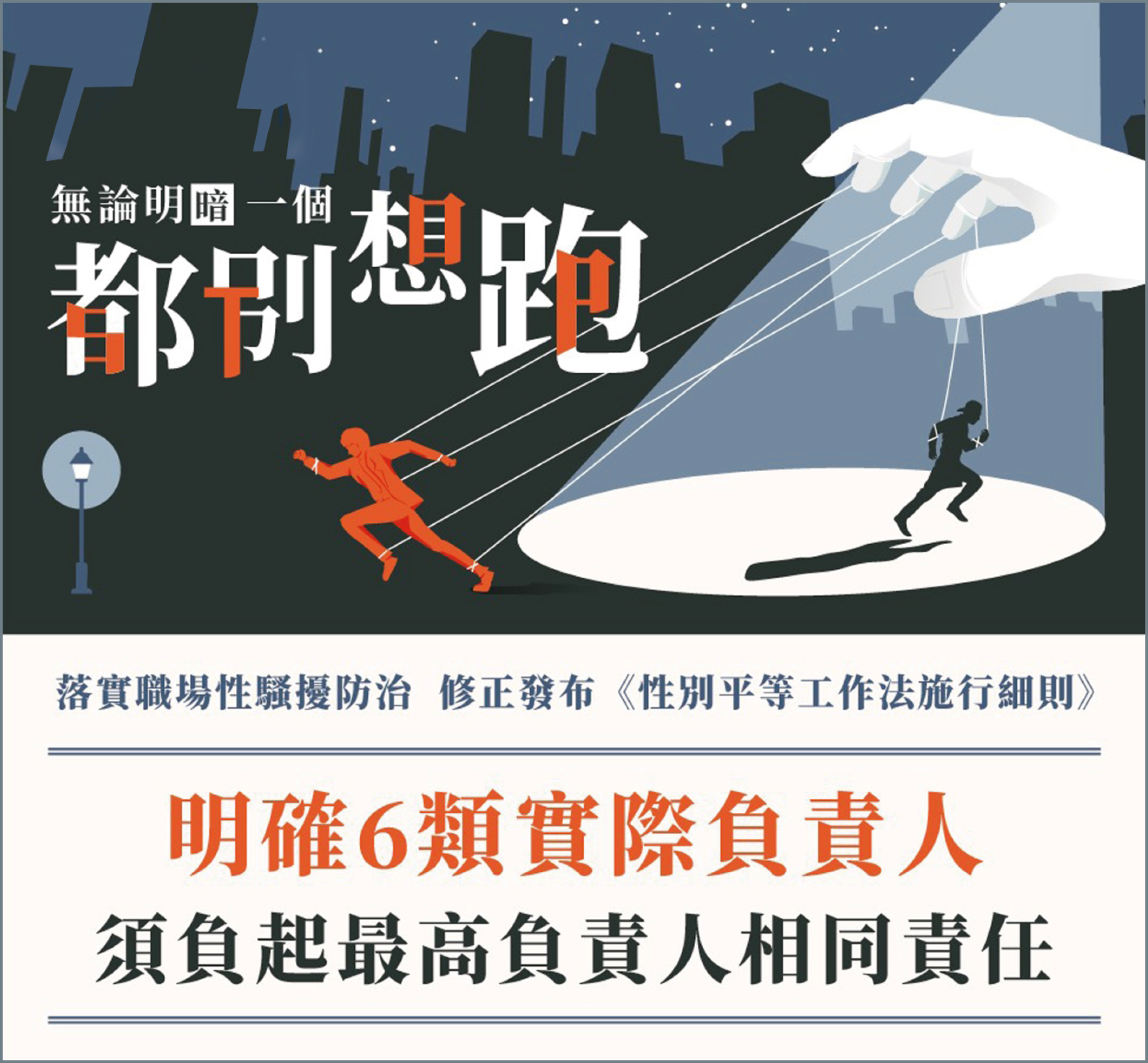 勞動部明確6類實際負責人對員工性騷擾，須負起《性別平等工作法》最高負責人相同責任，新增公布最高負責人職場性騷擾申訴統計