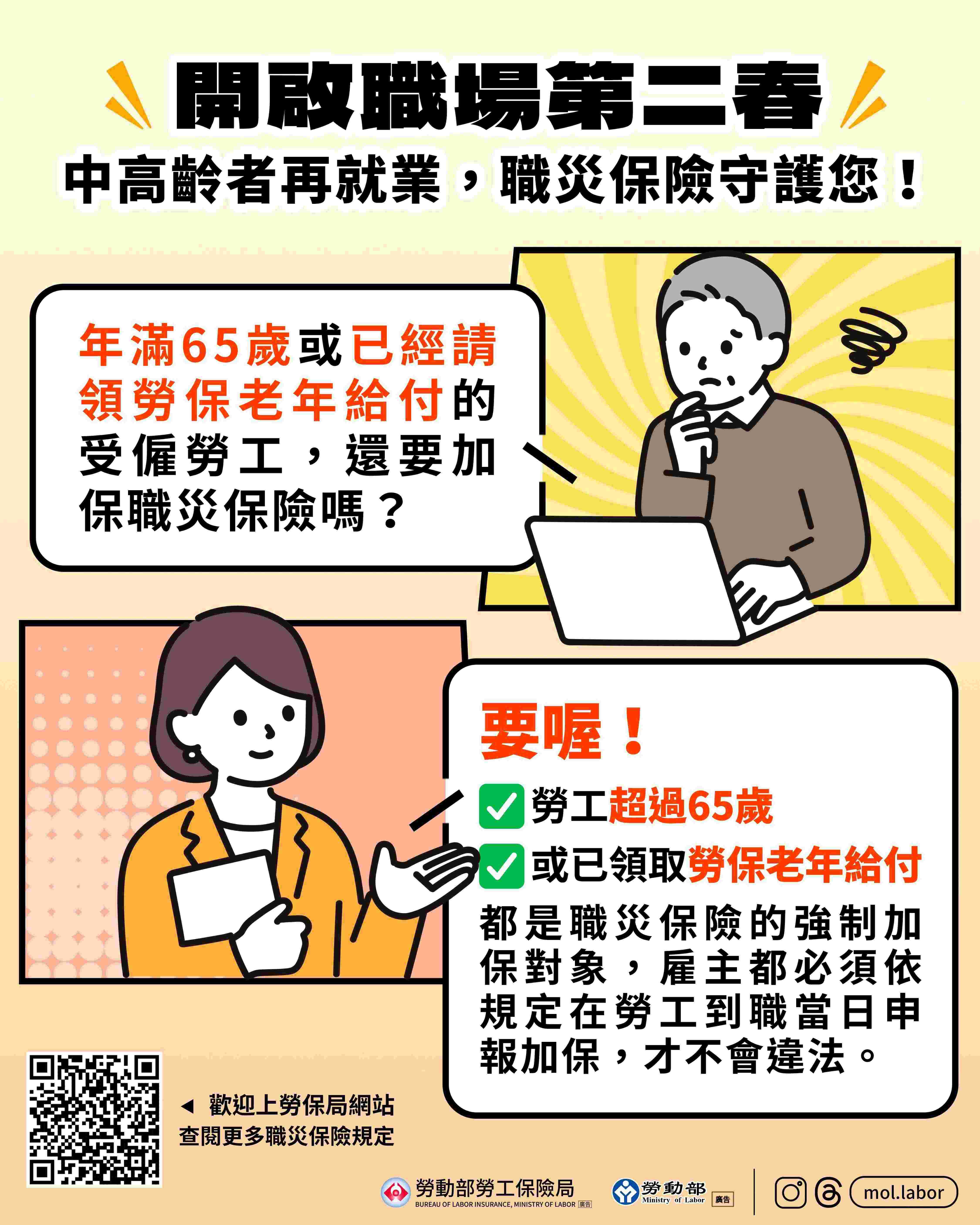 中高齡勞工再就業，一定要記得投保職災保險 展示圖