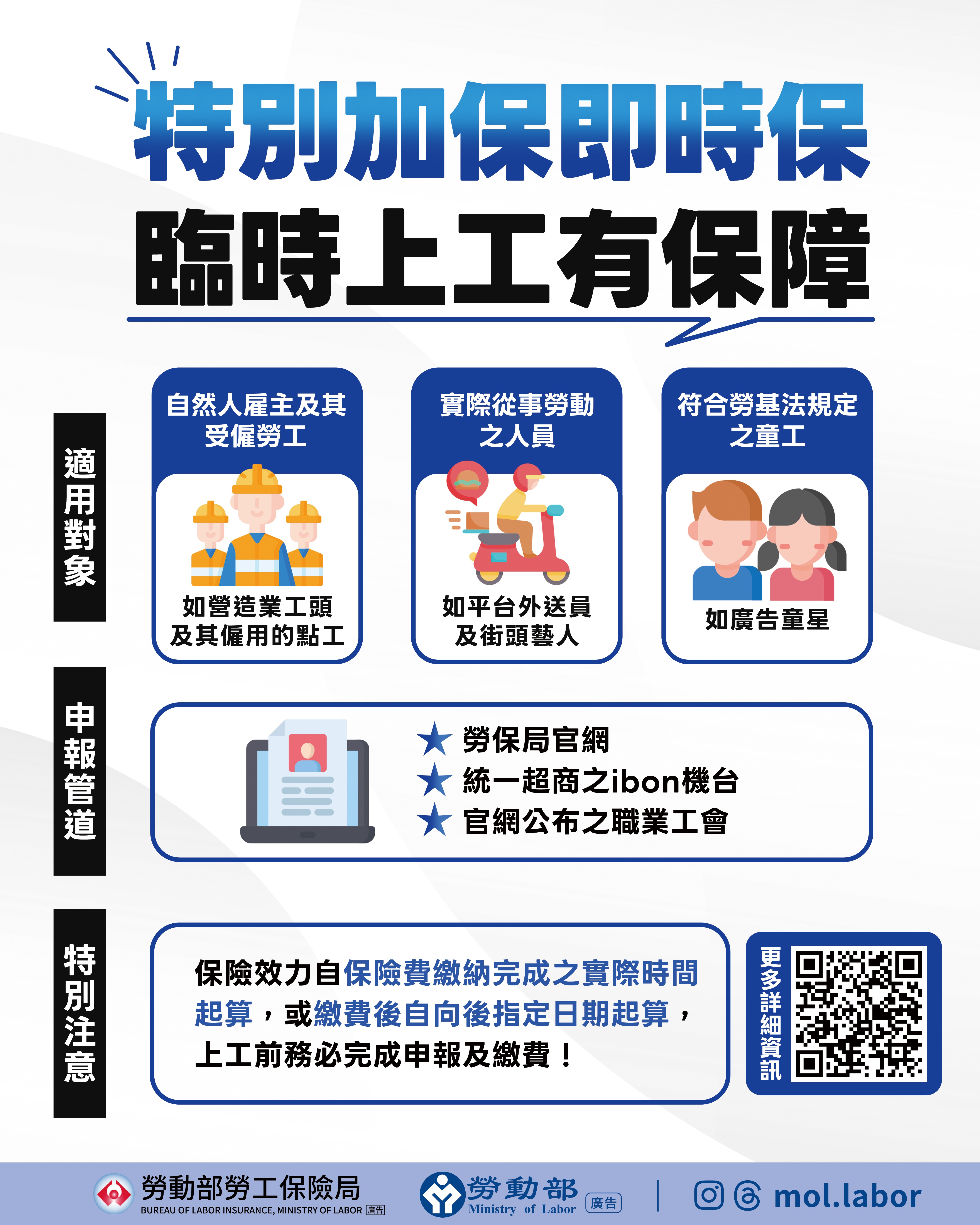 特別加保即時保，臨時上工有保障 展示圖
