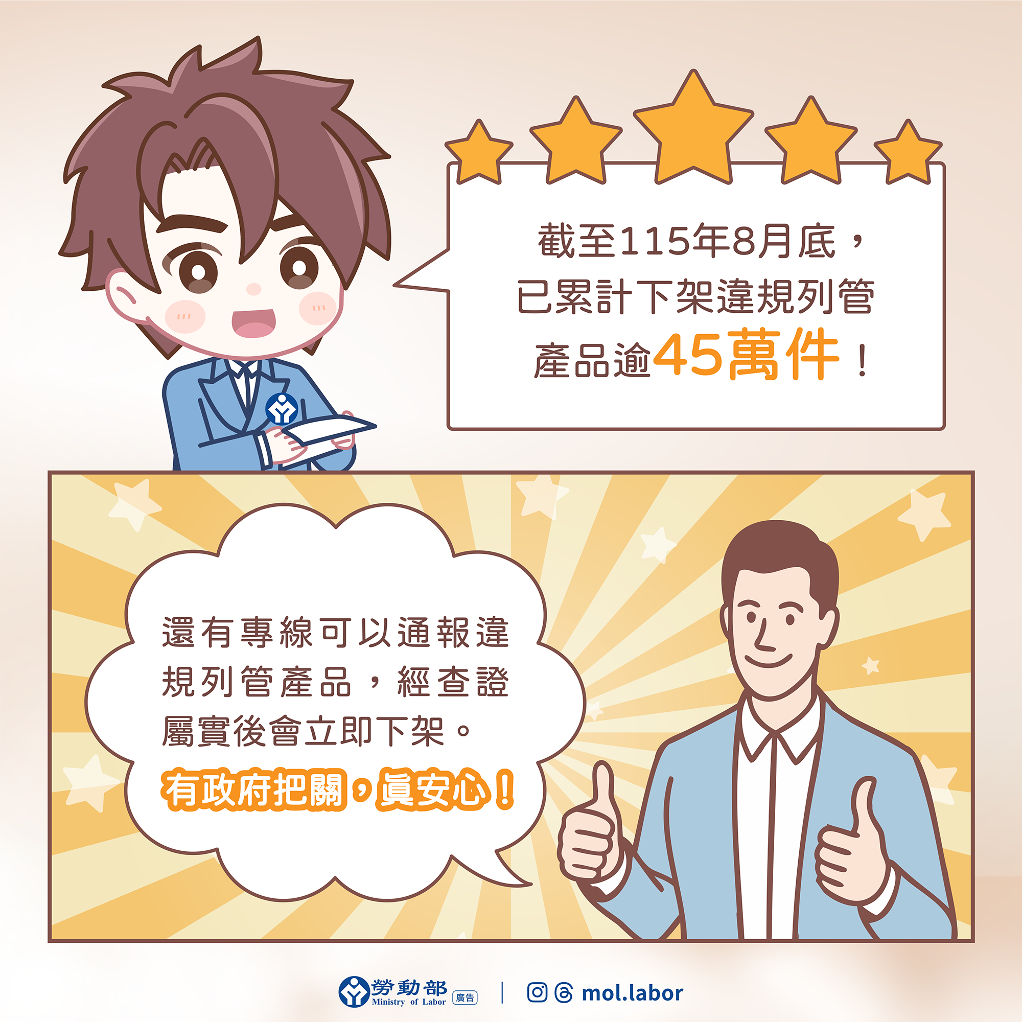網購機械安全也要把關！勞動部攜手電商平台下架45萬件違規列管產品 展示圖